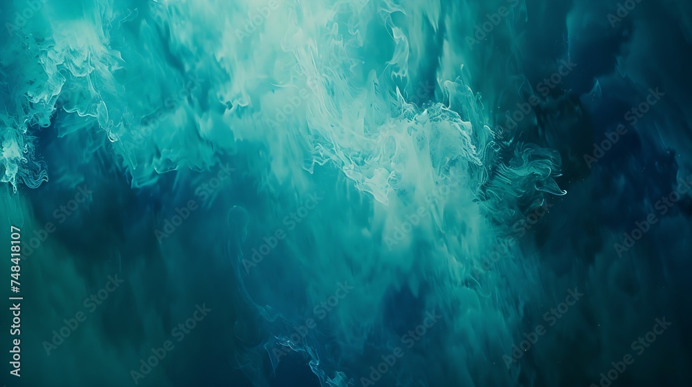 Poster blue green watercolor dark turquoise abstract background with copy space for design : generative ai