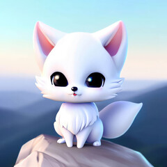 3D Cute fox kawaii character