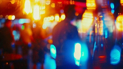 blurred image Lots of people enjoy at the bar pub fun of night festival in a restaurant and The atmosphere is party happy and relaxing : Generative AI