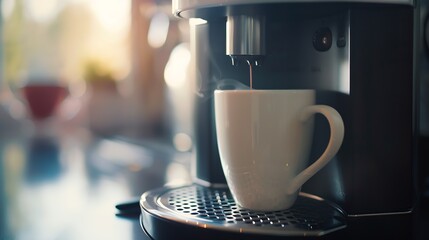black coffee in white cup on coffee maker : Generative AI