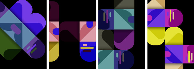 Balance movement geometric backgrounds. Poster collection for wallpaper, business card, cover, poster, banner, brochure, header, website