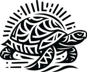 Fototapeta premium turtle, tortoise, animal silhouette in ethnic tribal tattoo,