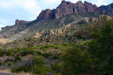 Fototapeta na wymiar Mountains of the Chisos Basin, in Big Bend National Park, in southwest Texas.