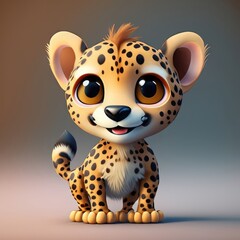 3D Cute smile little leopard