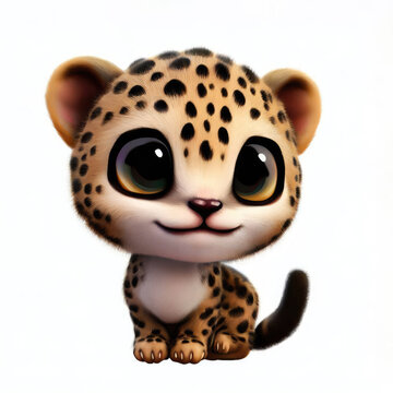3D Cute smile little leopard