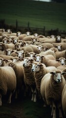 Sheep standing in pasture on farm