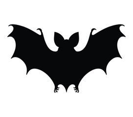 Black and White Aba Roundleaf Bat Silhouette. Vector Illustration.