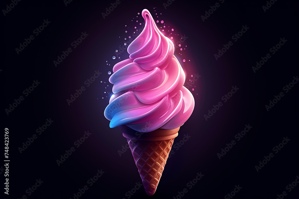 Sticker colorful ice cream cone