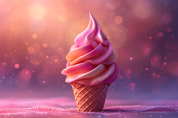 colorful ice cream cone - obrazy, fototapety, plakaty