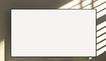 Obraz premium Empty picture frame simulation wall Modern living room design, with elegant decorations.