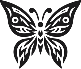 butterfly, animal silhouette in ethnic tribal tattoo, 