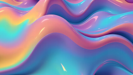 Liquid shapes abstract holographic 3D wavy background