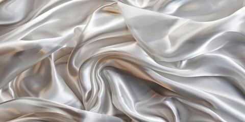 Abstract white gray color fabric, weave of cotton or linen satin fabric lies texture background.
