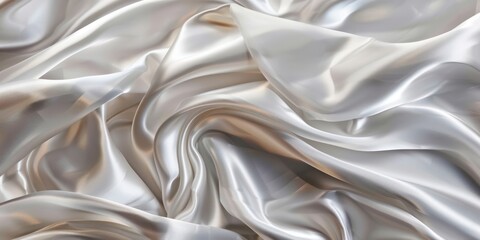 Fototapeta premium Abstract white gray color fabric, weave of cotton or linen satin fabric lies texture background. 