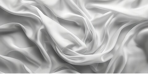 Abstract white gray color fabric, weave of cotton or linen satin fabric lies texture background.
