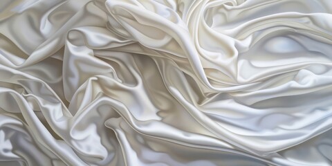 Fototapeta premium Abstract white cotton fabric weave of cotton or linen satin fabric lies texture background. 