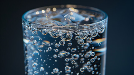 The fizz of bubbles rising to the surface of a tall glass captured at the perfect angle.