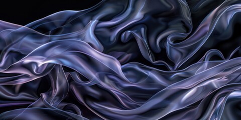 Obraz premium Abstract black and silky with faint blue and purple accents fabric weave of cotton or linen satin fabric lies texture background. 