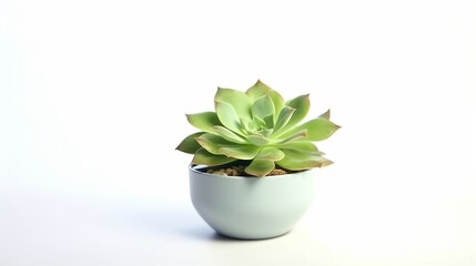 Echeveria plant in a pot isolated on white background AI generative