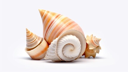 Expensive seashells close-up white background AI generative