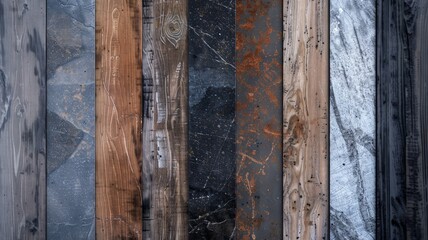 Various wooden planks of different colors are grouped closely together, showcasing a diversity of hues and textures.