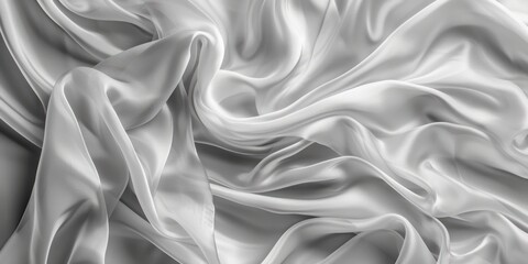 Obraz premium Abstract silver silk texture , fabric weave of cotton or linen satin fabric lies texture background.