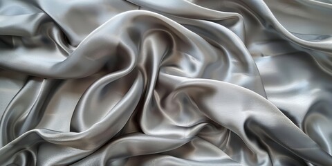 Abstract silver silk texture , fabric weave of cotton or linen satin fabric lies texture background.