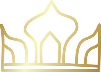 Royal crown of gold set. Element drawn by hand