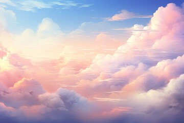 Fototapeta na wymiar Mesmerizing Pink clouds. Light soft gradient. Generate Ai