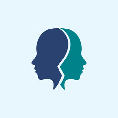 two woman head face silhouette character illustration. beauty logo icon vector