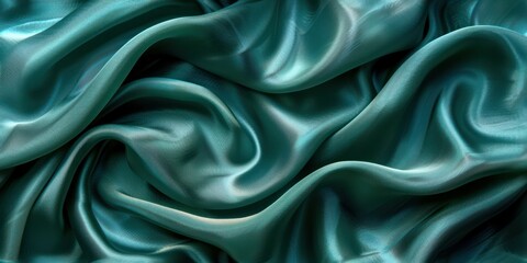 Obraz premium Abstract green silk satin weave of cotton or linen satin fabric lies texture background.