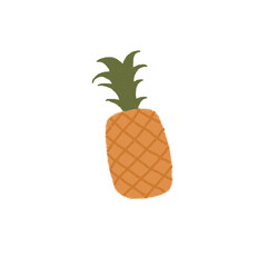 doodle cartoon fruit flat color pineapple