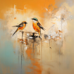 Oil paint bird