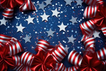 Sparkling Patriotic stars glitter. National day american. Generate Ai