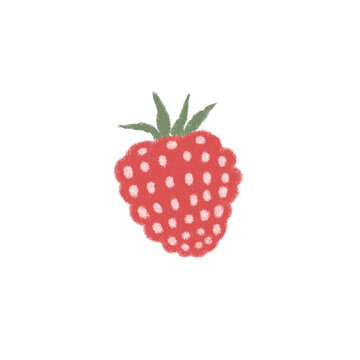 doodle cartoon fruit flat color strawberry