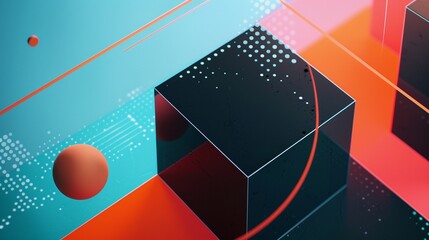 Abstract 3d rendering of geometric shapes. Futuristic background with cubes.
