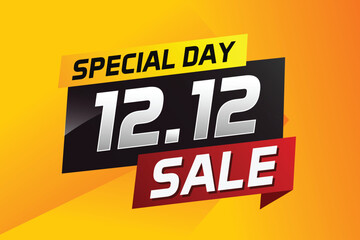 12.12 Special day sale word concept vector illustration with ribbon and 3d style for use landing page, template, ui, web, mobile app, poster, banner, flyer, background, gift card, coupon

