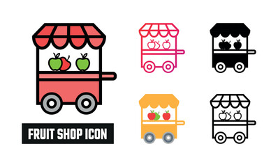 Fruit shop Icon Set Vector Illustration