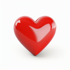 3d render icon of red heart cartoon isolated generated AI