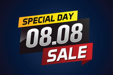 8.8 Special day sale word concept vector illustration with ribbon and 3d style for use landing page, template, ui, web, mobile app, poster, banner, flyer, background, gift card, coupon

