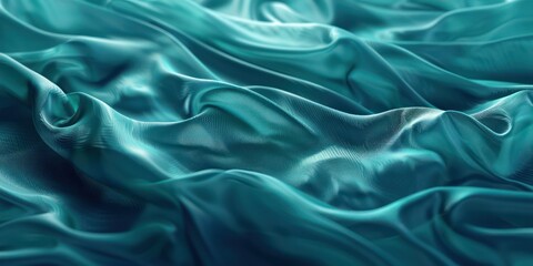 Obraz premium Abstract luxury turquoise seaweed satin weave of cotton or linen satin fabric lies texture background.