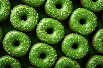 Vibrant Green donut pattern. Calories frosting. Generate Ai