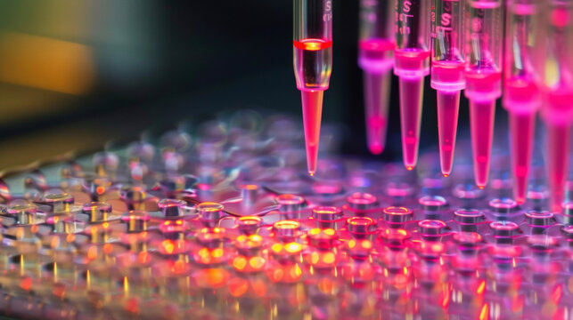 A closeup of a DNA microarray containing thousands of DNA samples for precise and efficient analysis