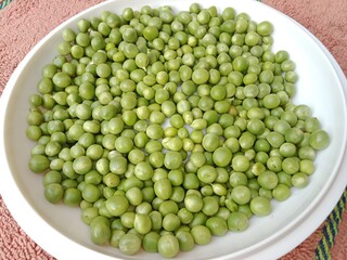 Grains or seed of Pisum sativum or pea grains or seeds or garden pea seeds or grains