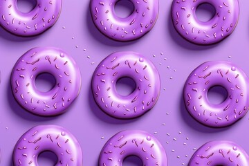 Vibrant Purple donuts food. Glazed pastry. Generate Ai
