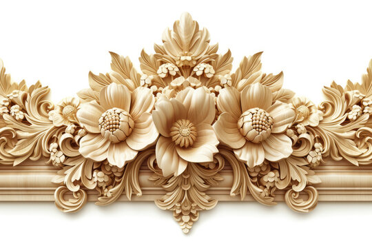 Pattern of striped thailand carved isolated on white background