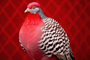 Vibrant Red feather pigeon bird. Swan dove. Generate Ai