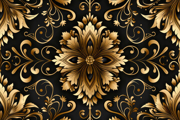 Elegant triangular ornament in the style of barogue. Abstract traditional pattern - obrazy, fototapety, plakaty