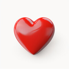 3d render icon of red heart cartoon isolated generated AI