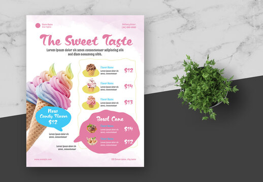Colorful Ice Cream List Variant Menu